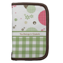 Trendy Cute Gingham Polka Dots With Name Organizer