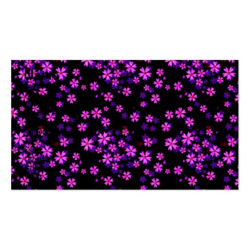 Trendy Cute Purple and Black Floral Print Business Card Templates (front side)