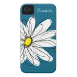 Trendy Daisy Floral Illustration - blue and yellow Case-Mate iPhone 4 Case