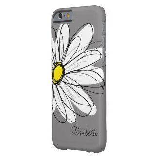 Trendy Daisy Floral Illustration - gray and yellow