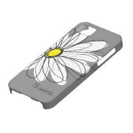 Trendy Daisy Floral Illustration - gray and yellow iPhone 5 Covers