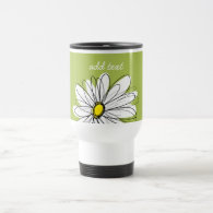 Trendy Daisy Floral Illustration - lime and yellow Coffee Mugs