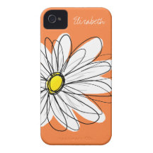Trendy Daisy Floral Illustration - orange yellow Case-Mate iPhone 4 Cases