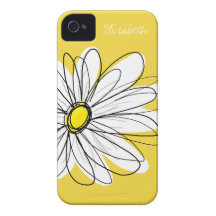 Trendy Daisy Floral Illustration - yellow iPhone 4 Cover
