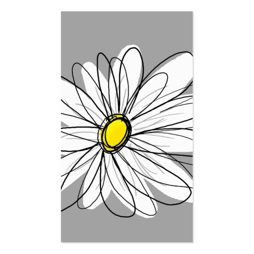 Trendy Daisy with gray and yellow Business Card Template (front side)
