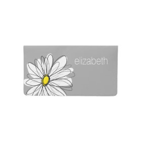 Trendy Daisy with gray and yellow Checkbook Cover