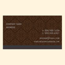 Trendy Damask Cocoa Business Card Template business cards