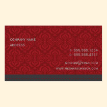 Trendy Damask Crimson Business Card Template business cards