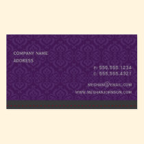 Trendy Damask Plum Business Card Template business cards