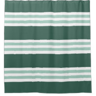 Trendy Dark Green Stripes Shower Curtain