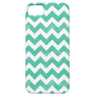 Trendy Distressed Worn Blue White Chevron Pattern iPhone 5 Cases