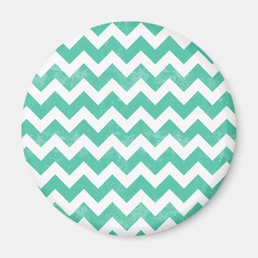 Trendy Distressed Worn Blue White Chevron Pattern Magnet