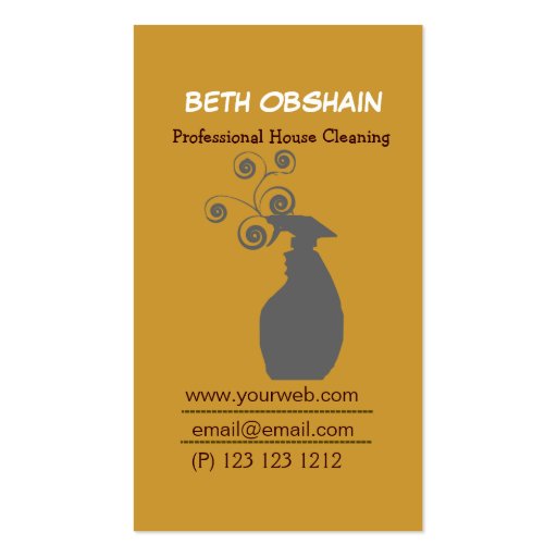Trendy Domestic Cleaning Company Business Cards (front side)