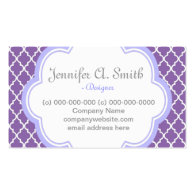 Trendy, elegant, cool, girly purple quatrefoil and business cards