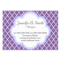 Trendy, elegant, cool, girly purple quatrefoil and business card template
