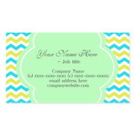 Trendy, elegant, modern blue & lime green chevron business card templates
