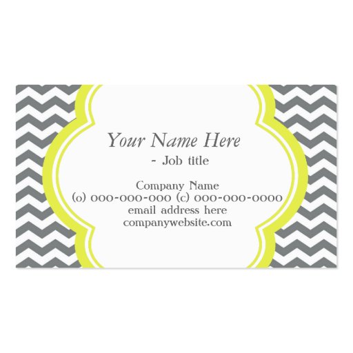 Trendy, elegant, modern grey and white chevron business card template (front side)