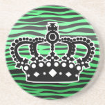 trendy emerald green  and black zebra print coasters