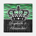 trendy emerald green and black zebra print magnets