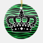 trendy emerald green and black zebra print ornaments