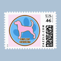 Trendy English Foxhound postage by MenagerieMayhem Trendy English Foxhound postage