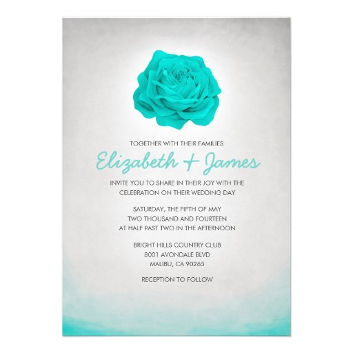 Trendy Floral Aqua Wedding Invitations