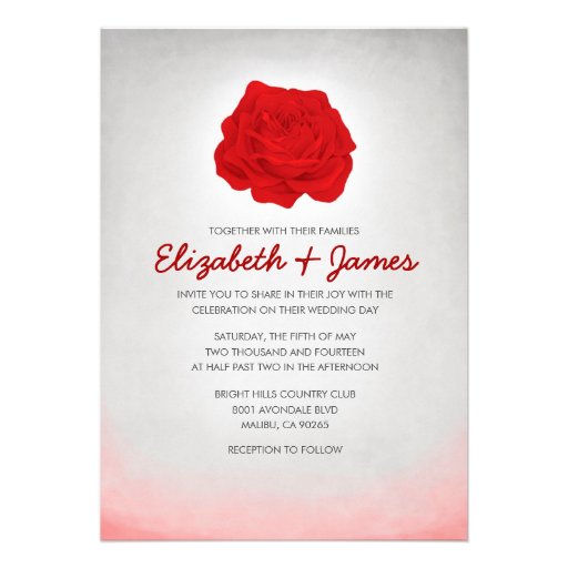 Trendy Floral Black and Red Wedding Invitations