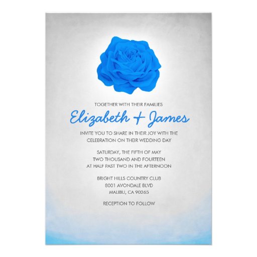 Trendy Floral Blue and White Wedding Invitations