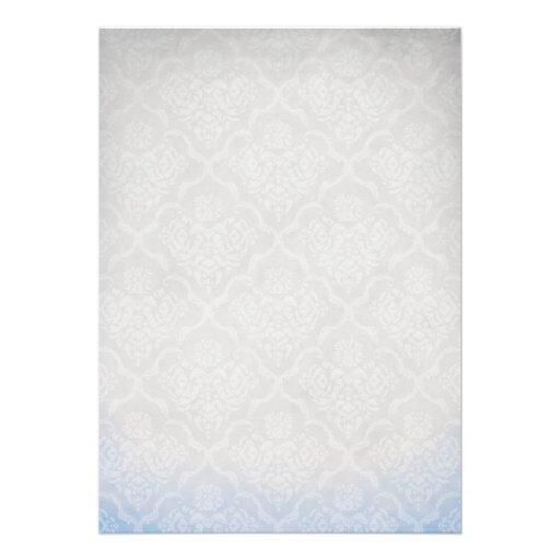 Trendy Floral Blue Damask Wedding Invitations