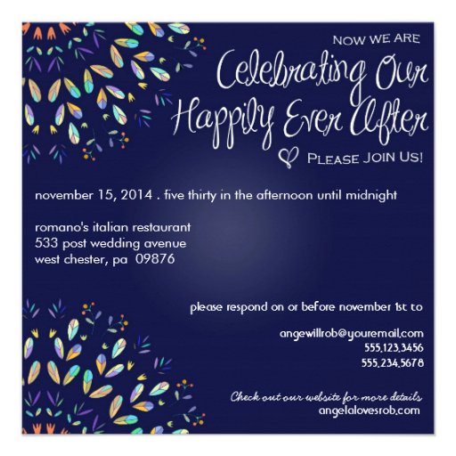Trendy Floral Chalkboard Post Wedding Invitation