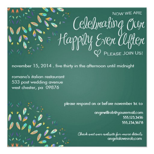Trendy Floral Chalkboard Post Wedding Invitation