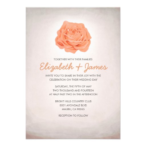 Trendy Floral Coral Wedding Invitations