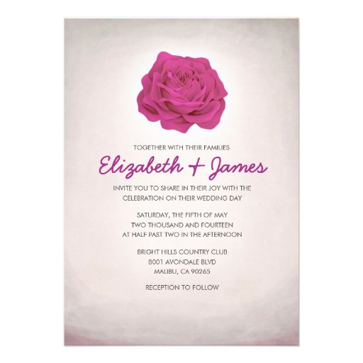 Trendy Floral Fuchsia Wedding Invitations