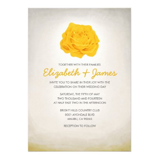 Trendy Floral Gold Wedding Invitations