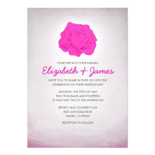 Trendy Floral Hot Pink Wedding Invitations