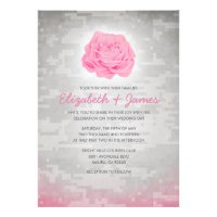 Trendy Floral Military Camo Wedding Invitations
