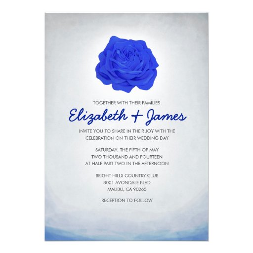 Trendy Floral Navy Blue Wedding Invitations