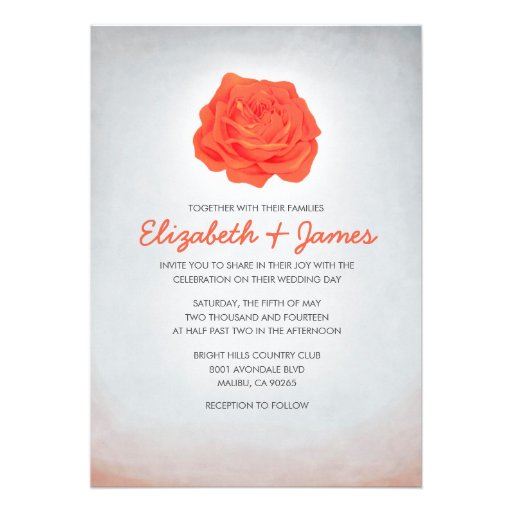 Trendy Floral Orange Wedding Invitations