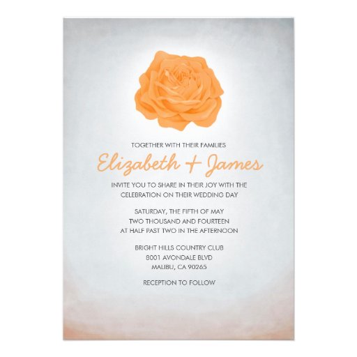 Trendy Floral Peach Wedding Invitations