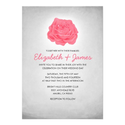 Trendy Floral Pink and Black Wedding Invitations