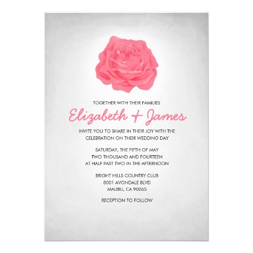 Trendy Floral Pink and White Wedding Invitations