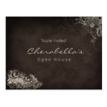 Trendy Floral Postcard Invitation Beige