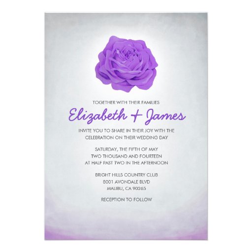 Trendy Floral Purple Wedding Invitations