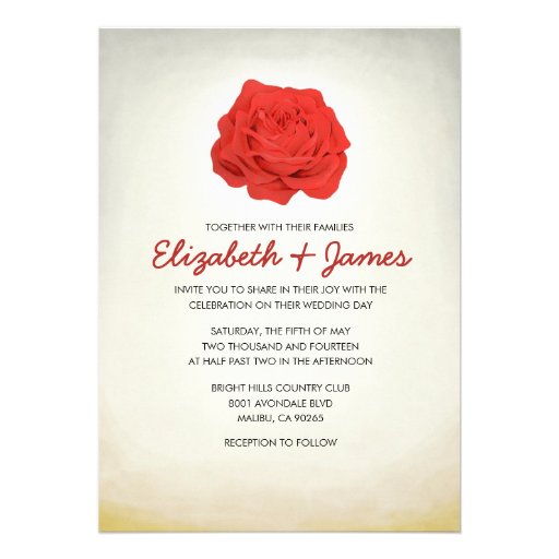 Trendy Floral Red and Gold Wedding Invitations