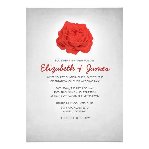 Trendy Floral Red and White Wedding Invitations