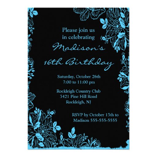 Trendy Floral Sweet Sixteen Birthday Invitation