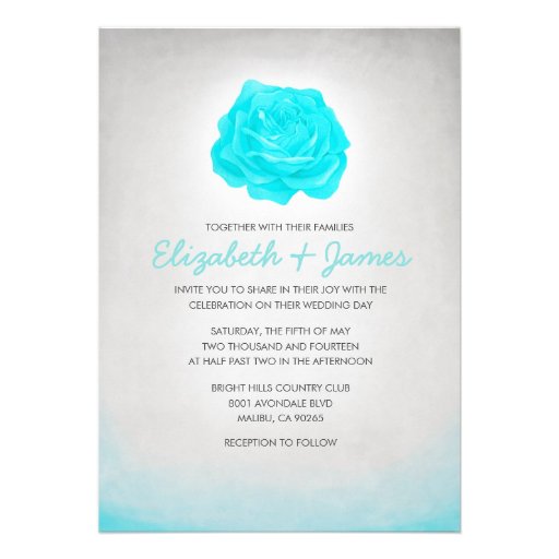 Trendy Floral Teal Wedding Invitations