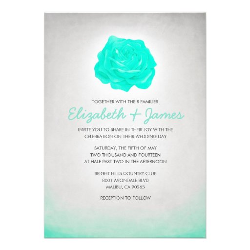 Trendy Floral Turquoise Wedding Invitations