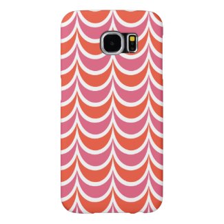 Trendy Geometric Pattern Pink Orange Wavy Stripes Samsung Galaxy S6 Cases