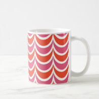Trendy Geometric Pattern Pink Orange Wavy Stripes Classic White Coffee Mug